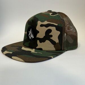 Volcom Camouflage Trucker Hat in Green and Brown